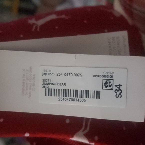 36D Size New Organic Cotton Christmas 🎄 Red Bra Deer soft wire-free Ambrielle - Picture 6 of 8